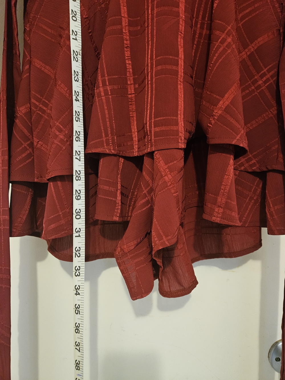 Red Plaid Ruffled Jumpsuit - Picture 5 of 10
